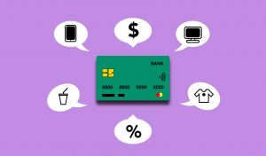 illustration showing credit card functions for different payments
